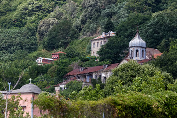 Fototapeta na wymiar Building details in Karyes on Holy Mount Athos