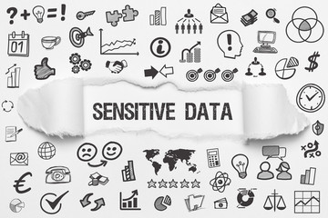 Sensitive Data / weißes Papier mit Symbole