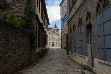 Fototapeta na wymiar Building details in Karyes on Holy Mount Athos