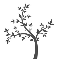 Abstract illustration - silhouette of a young tree, bush.
