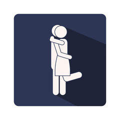 color silhouette frame with couple hugged vector illustration