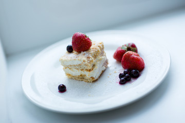 cake ice-cream with berries