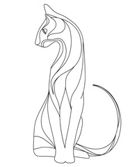 Stylized doodle cat. Hand drawn cartoon animal illustration, isolated design element