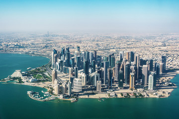 Vue aérienne de Doha au Qatar