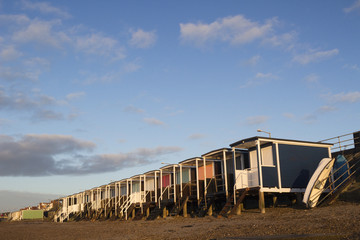 Fototapeta na wymiar Beach Huts at Thorpe Bay, Essex, England