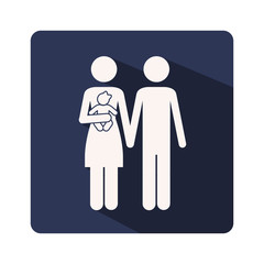 color silhouette frame with man and woman with child in arms vector illustration