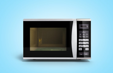 Fototapeta premium Microwave stove on blue gradient background 3d render