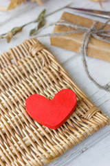Red heart and gift for Valentine's day