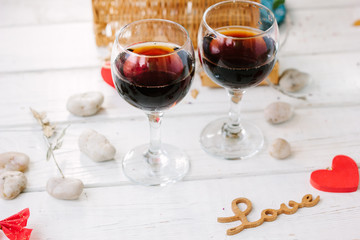 Two glasses of cola on Valentine's day celebration