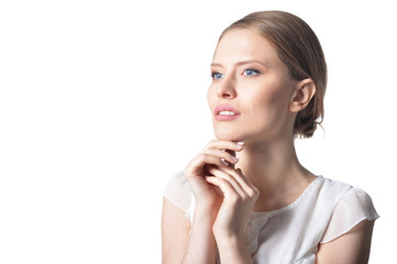 Naklejka premium close up portrait of beautiful young woman 