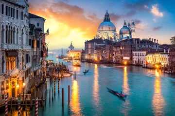 Fototapete Gondeln Venedig bei Sonnenuntergang