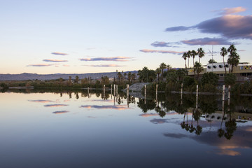 Fototapeta premium Desert marina harbor at the Salton Sea in the California desert