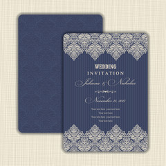 Wedding Invitation with baroque pattern. Size: 5" x 7". Beautiful Victorian ornament. Frame with floral elements. The front and back side. Add photos and text to both sides of this flat card.