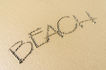 beach word on sand