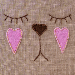 textile background with handmade embroidery