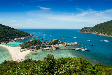 Lanscapeview of sen and island at summer time with mountain under clear sky at tropical © pattierstock