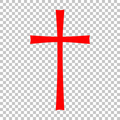 Red Christian cross on a background isolate. Stylish vector illustration