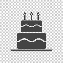 Birthday cake flat icon. Fresh pie muffin on isolated background