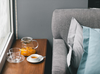 Fruit vitamin tea with orange, honey, sea-buckthorn and spices w