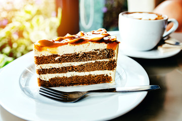 delicious cake and a cup of coffee