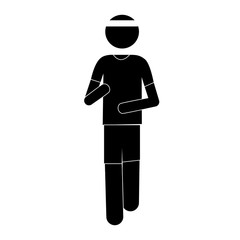 front view pictogram man jogging icon design vector illustration