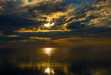 Amazing sunset over the beach