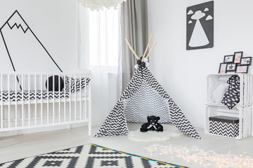 Black and white child room