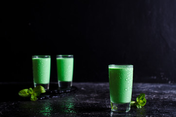 Green creamy liquid