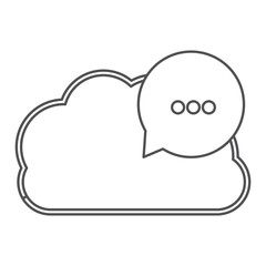 silhouette cloud with red dialog with white suspending points vector illustration