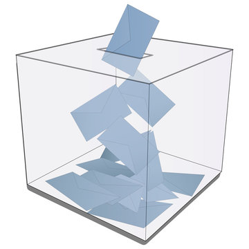 Urne &eacute;lectorale vectorielle 3D avec transparence.