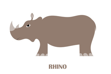 Color vector image Cute Cartoon rhinoceros on a white background