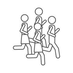 silhouette pictogram men jogging in marathon vector illustration