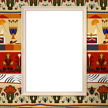 Bright frame with blank canvas on a bright background with the E