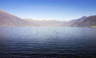 Fototapeta na wymiar Como Lake winter panorama. color image