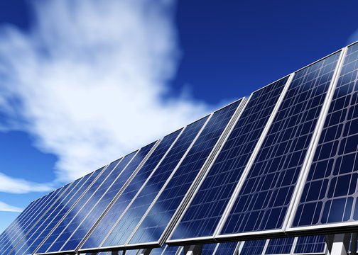 Solar panels against a blue sky
