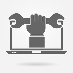 Laptop repair service icon concept