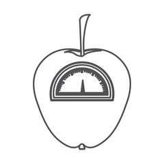 silhouette monochrome of apple with stem and scale