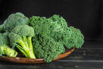 Green winter superfood - Kale green cabbage, broccoli