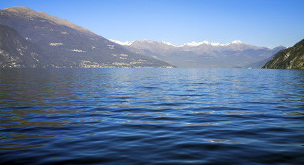 Como Lake winter panorama. color image