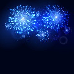 Firework new year holiday celebration template. Vector firework flame carnival event background