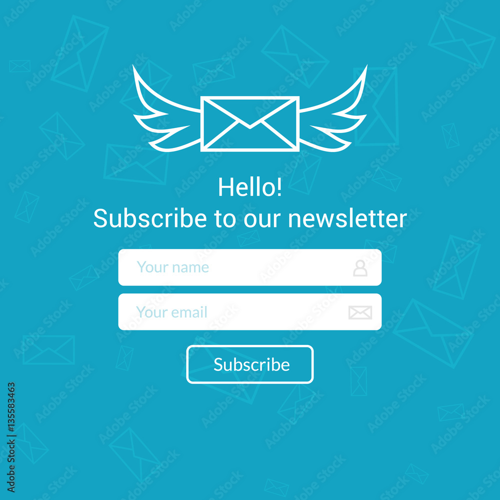 Aufkleber vector template email subscribe. submit form for website email letter banner.