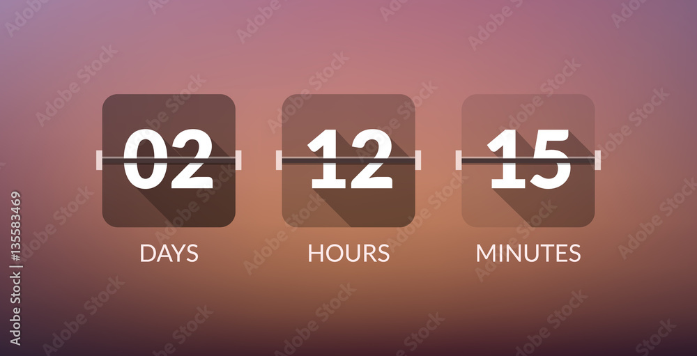 Aufkleber flip countdown timer vector clock counter. flat count down day vector business sign