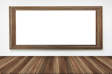 Wood frame on the wall with wood table