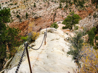 Descending the Angel's Landing trail at Zion National Park in Utah