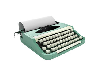 Typewriter with sheet of paper perspective view without shadow o