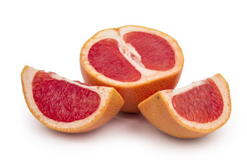 Red grapefruit isolated on white background. Clipping path included in JPEG.