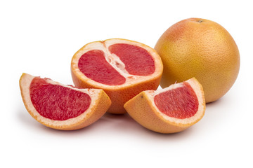 Red grapefruit isolated on white background. Clipping path included in JPEG.