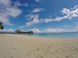 White sand beach on Maafushivaru island, Maldives