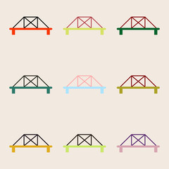 collection of metal cable suspension bridges, modern bridges set