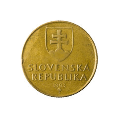1 slovak koruna coin (1993) reverse isolated on white background